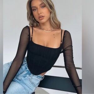 NWT WHITE FOX More Than Basic Long Sleeve Bustier Black size small